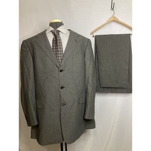 Hart Schaffner Marx Mens Suit 43L 47" 38x29 Gray Blazer Sport Coat Jacket Wool